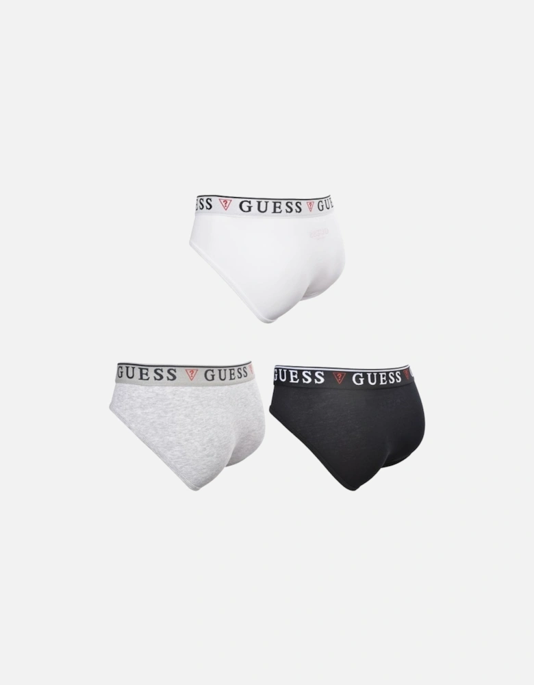 3-Pack Classic Logo Briefs, Black/White/Grey