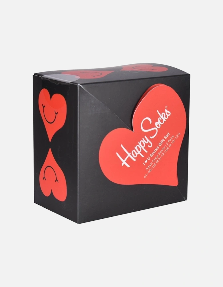 2-Pack I Heart You Socks Gift Box, Black/red