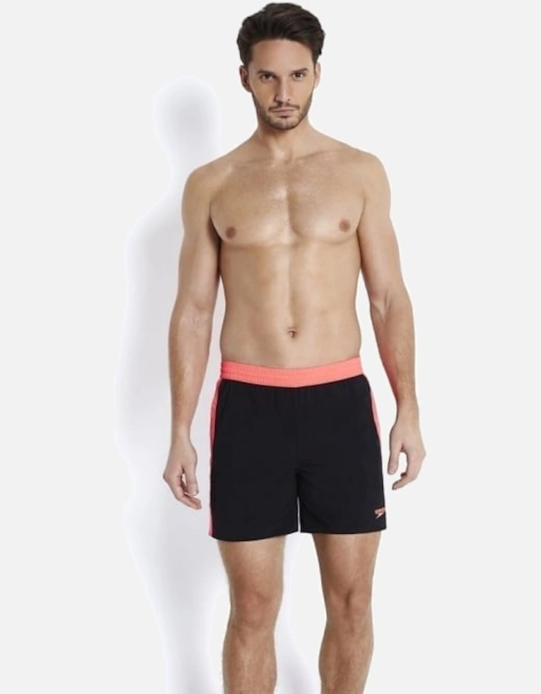 Colour Block 16" Swim Shorts, Black / Psycho Red