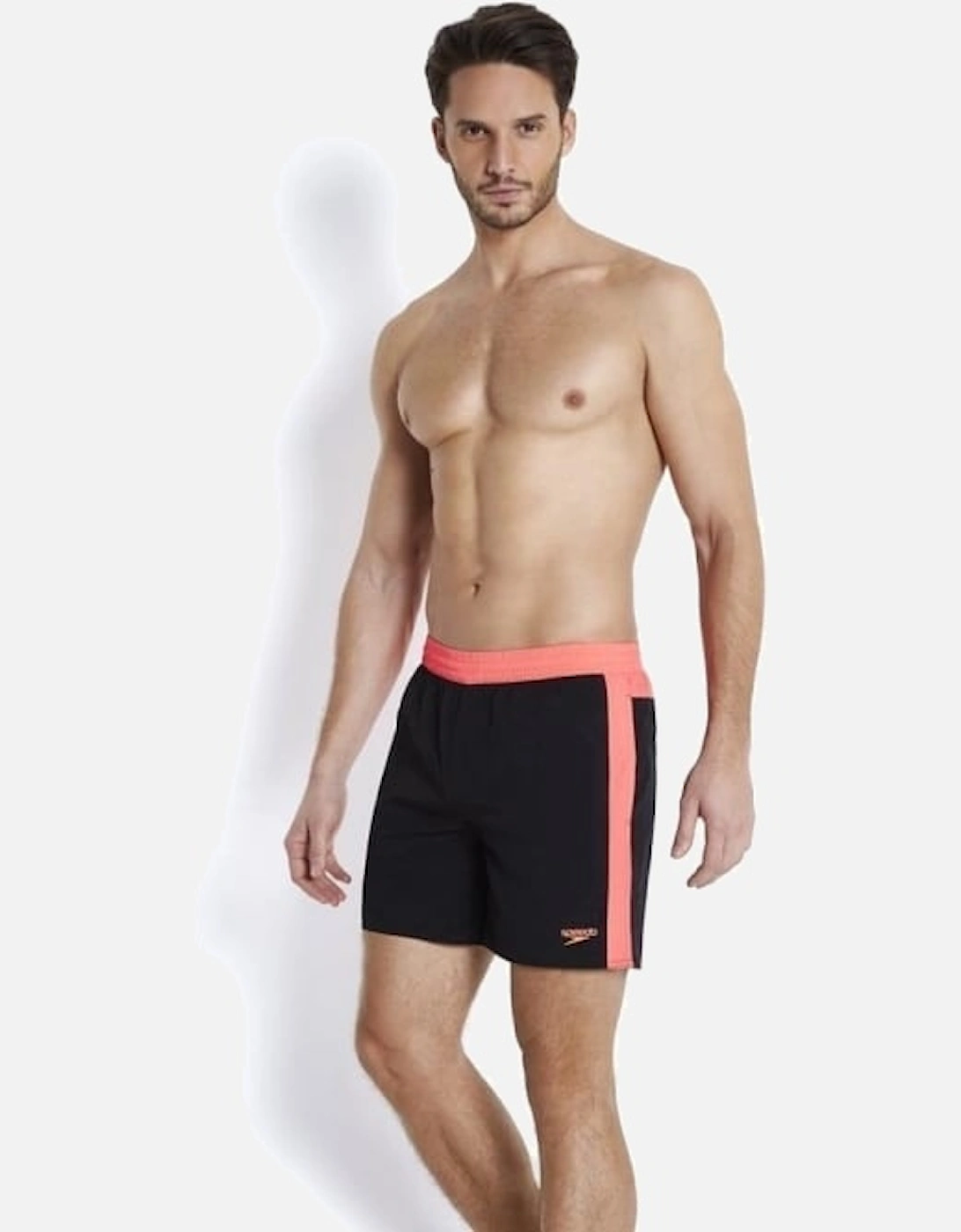 Colour Block 16" Swim Shorts, Black / Psycho Red