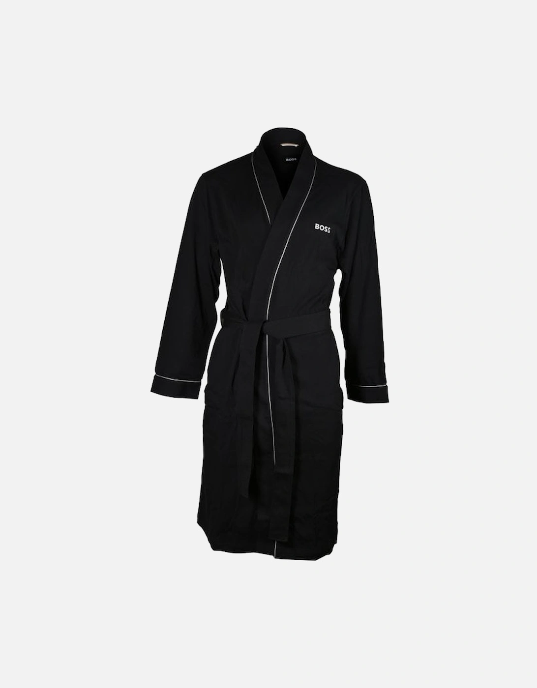 Kimono Jersey Cotton Dressing Gown Gift Set, Black w/ silver trim, 5 of 4