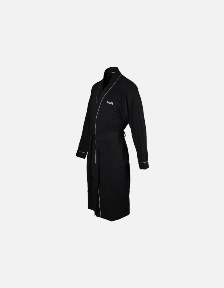 Kimono Jersey Cotton Dressing Gown Gift Set, Black w/ silver trim