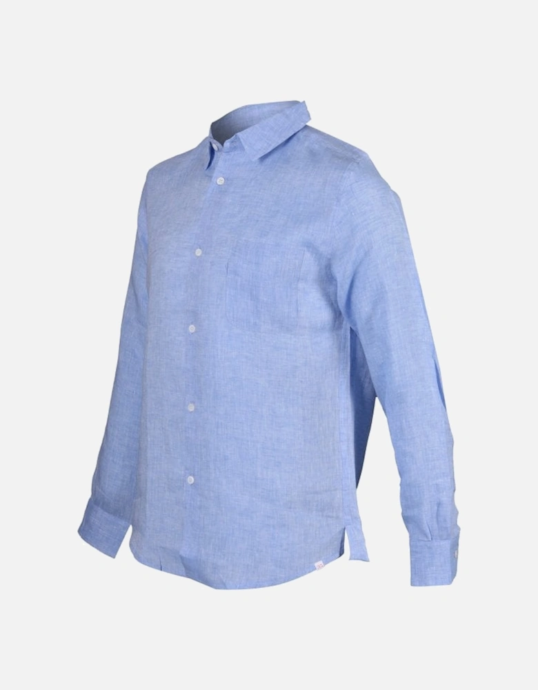 Monaco Pure Linen Shirt, Sky Blue Melange