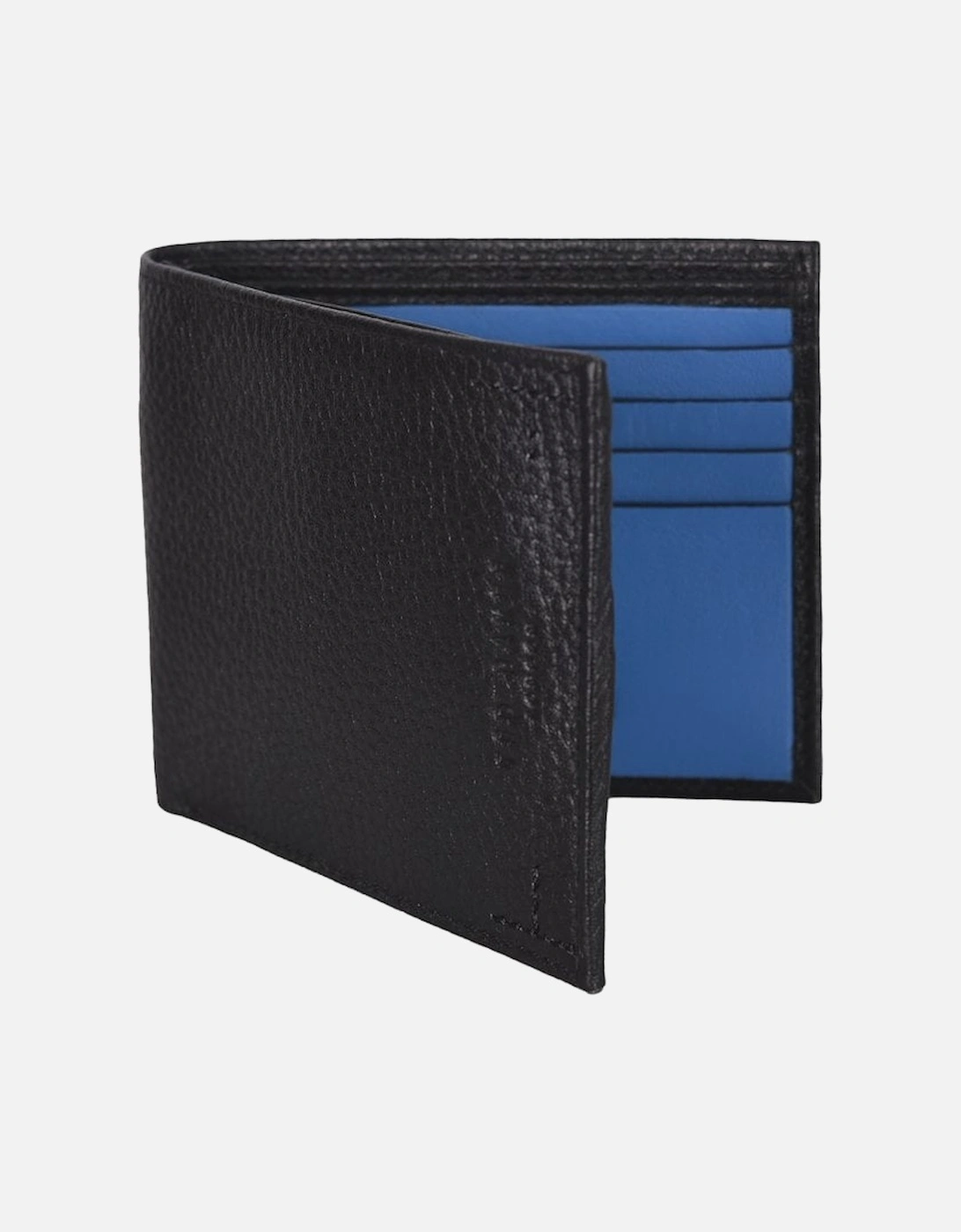 Colour Block Bi-fold Textured Leather Wallet, Black