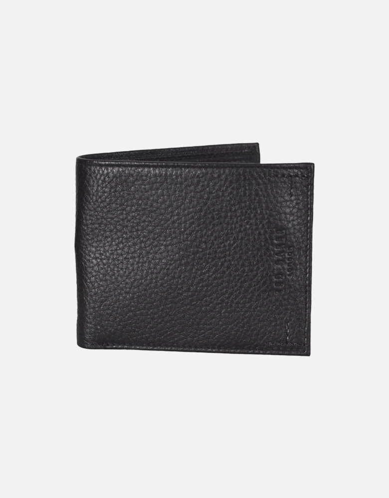Colour Block Bi-fold Textured Leather Wallet, Black