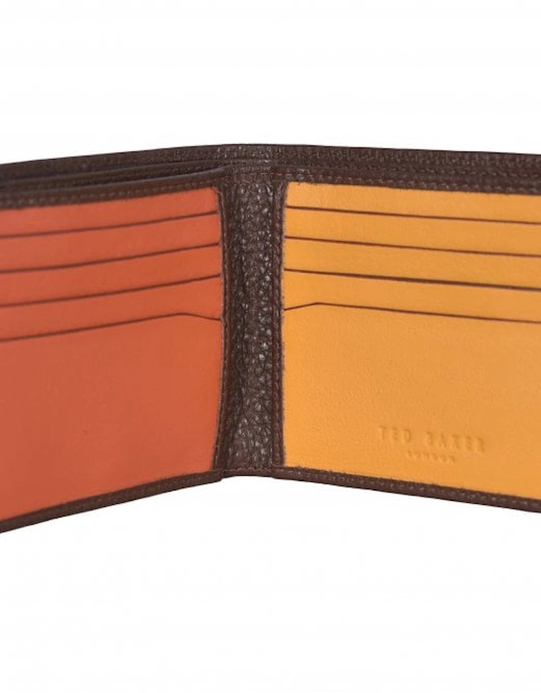 Colour Block Bi-fold Textured Leather Wallet, Brown