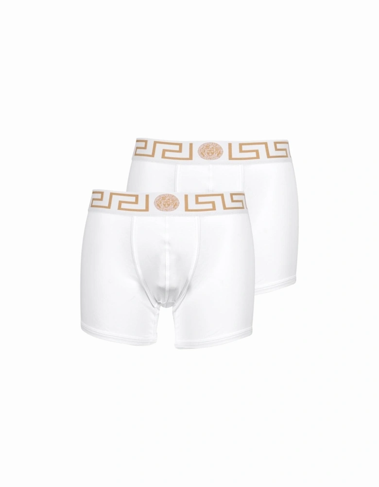 2-Pack Iconic Boxer Briefs, White/gold