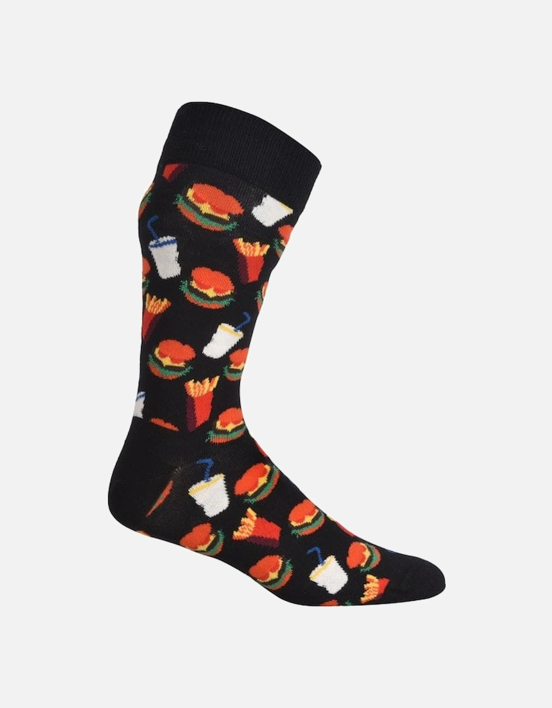 Hamburger & Fries Socks, Black/multi