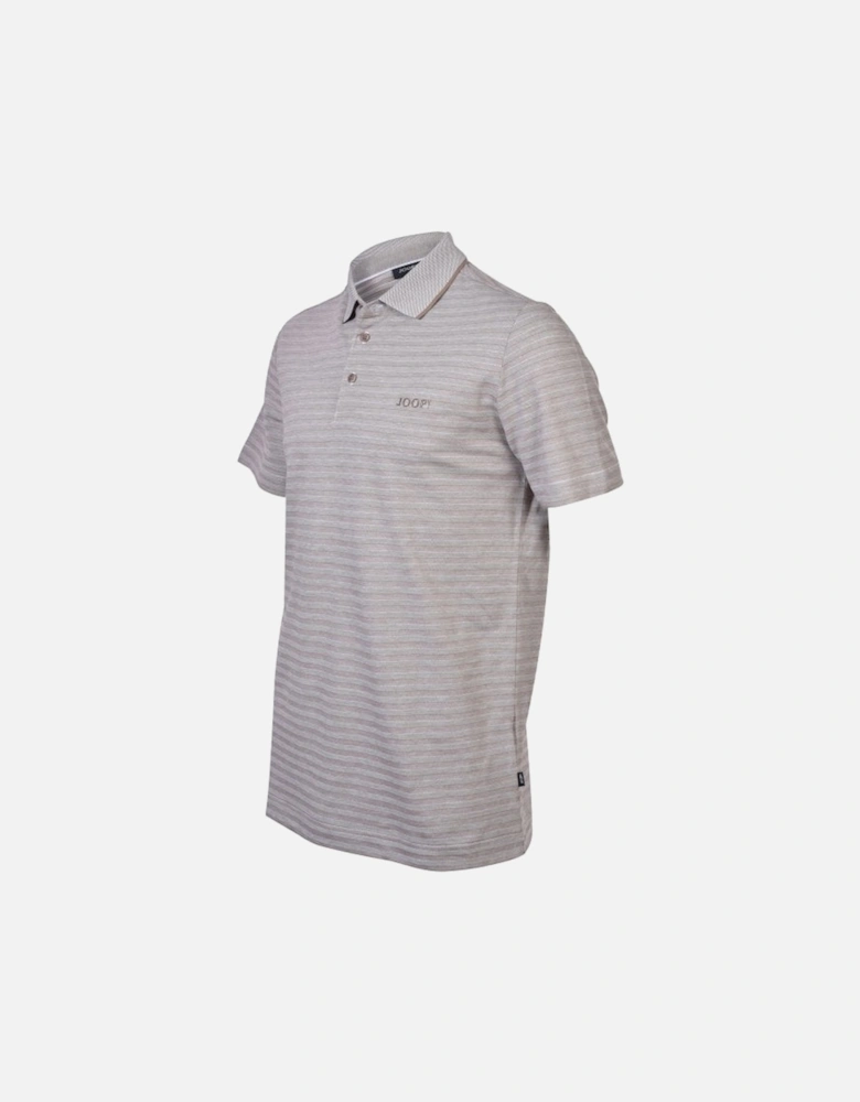 Shadow Stripe Pima Cotton Jersey Polo Shirt, Heather Beige