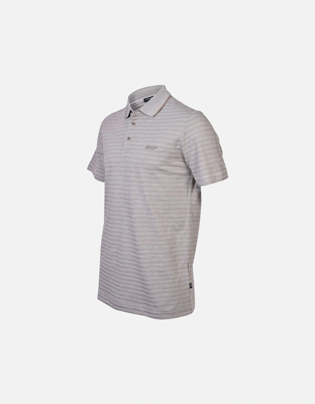 Shadow Stripe Pima Cotton Jersey Polo Shirt, Heather Beige