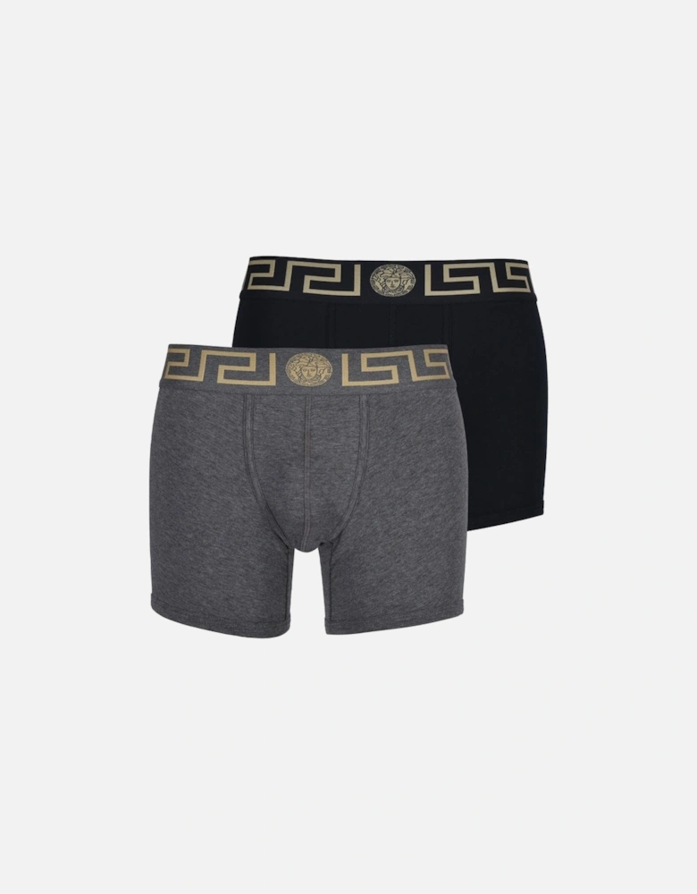 2-Pack Iconic Boxer Briefs, Black/Grey/gold