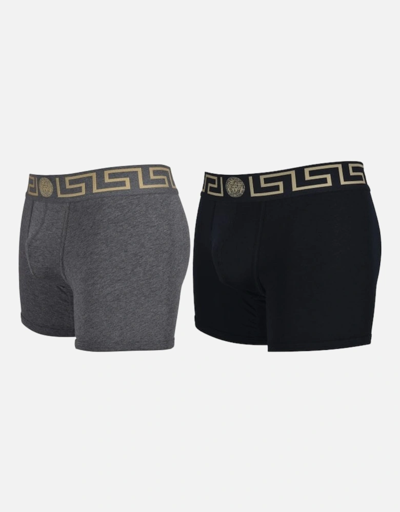 2-Pack Iconic Boxer Briefs, Black/Grey/gold