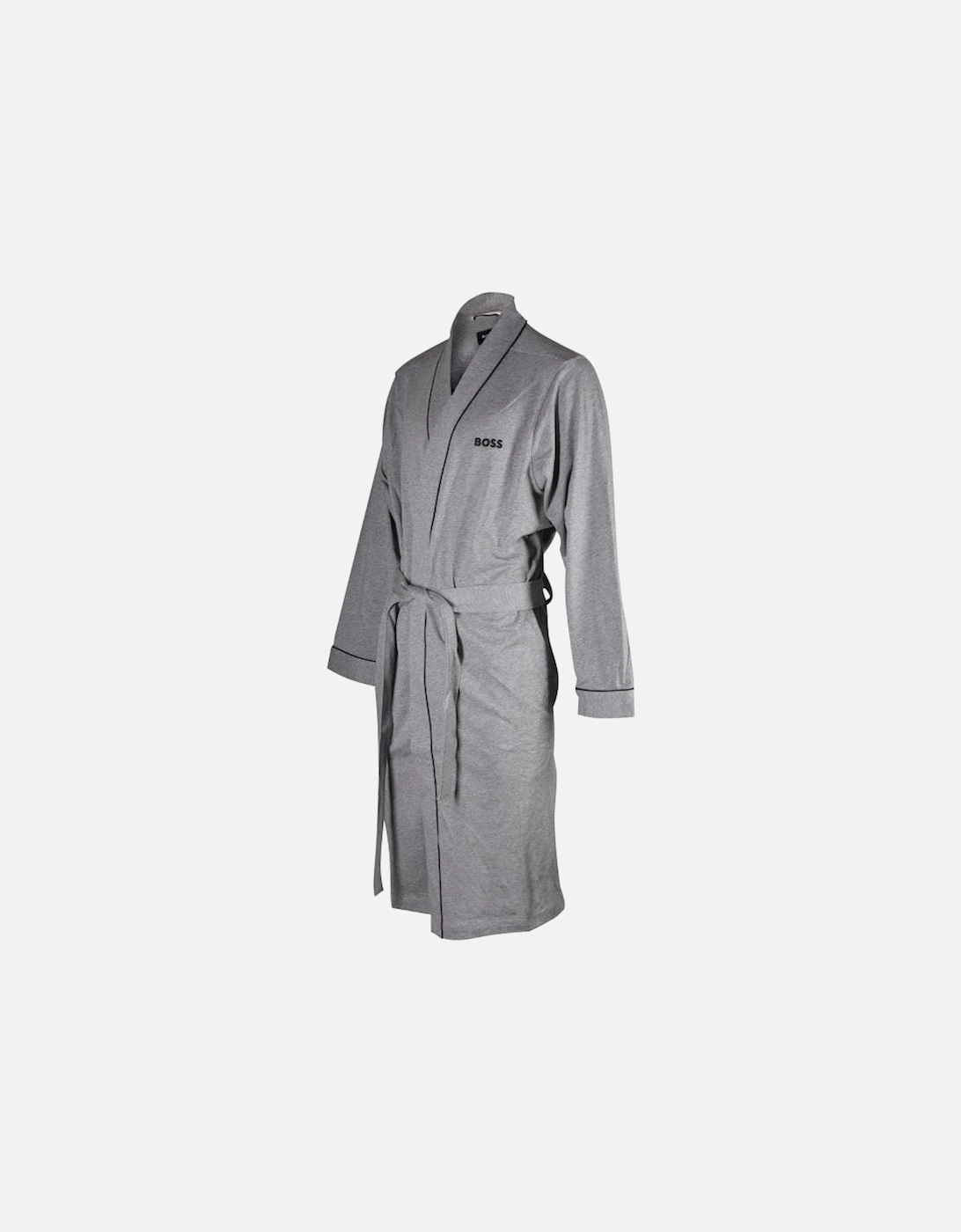 Kimono Jersey Cotton Dressing Gown, Medium Grey