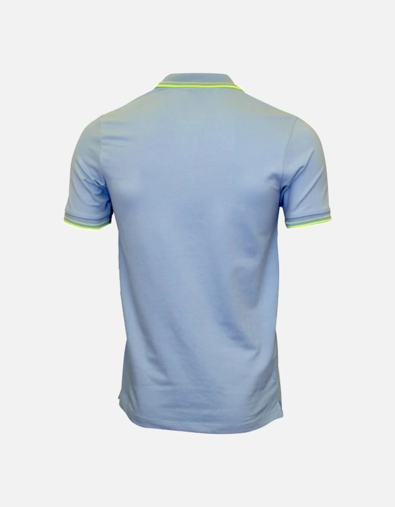 Colour Contrast Polo Shirt, Light Azure