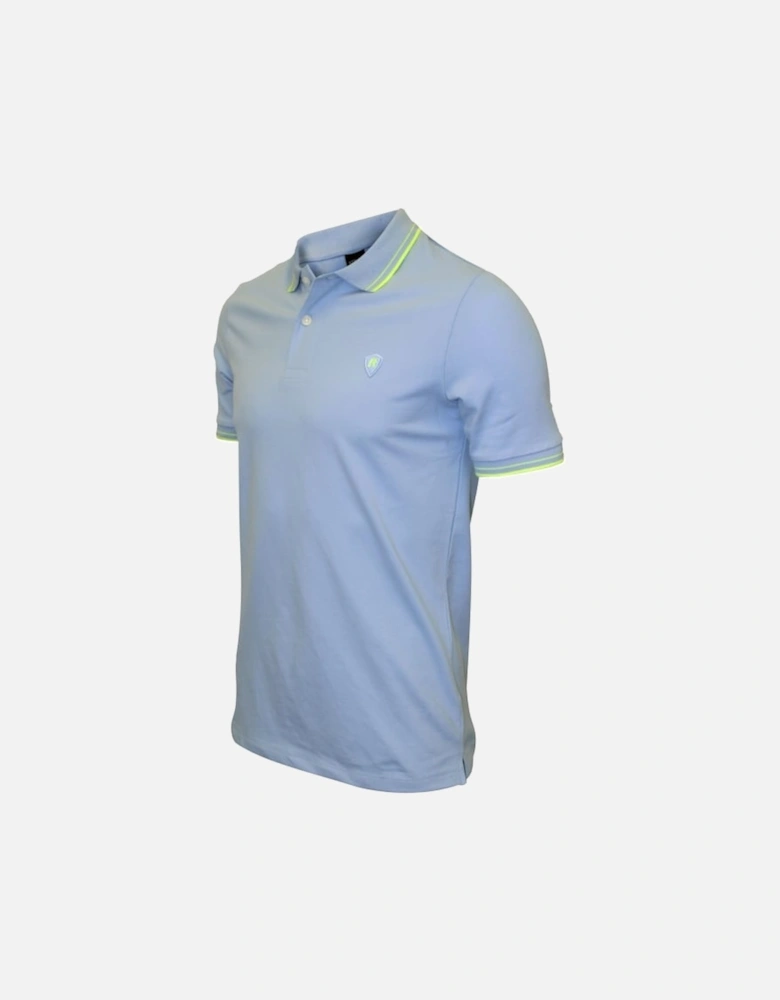 Colour Contrast Polo Shirt, Light Azure