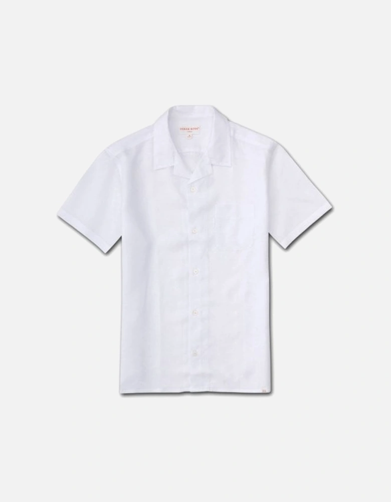 Monaco Pure Linen Short-Sleeve Shirt, White