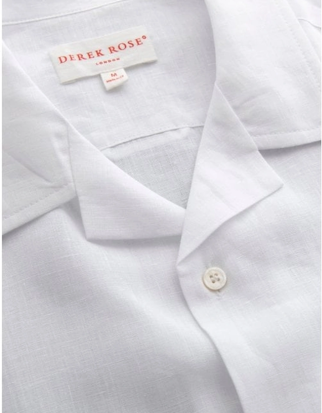 Monaco Pure Linen Short-Sleeve Shirt, White