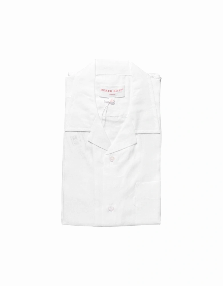 Monaco Pure Linen Short-Sleeve Shirt, White