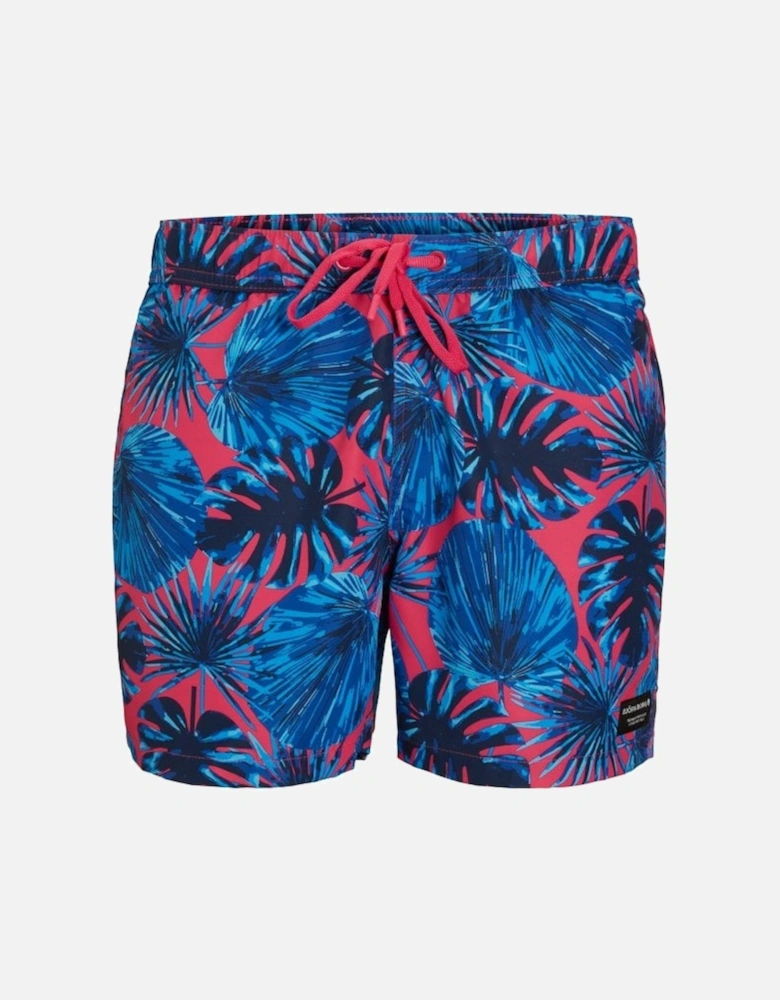 L.A. Garden Print Boys Swim Shorts, Blue/Purple