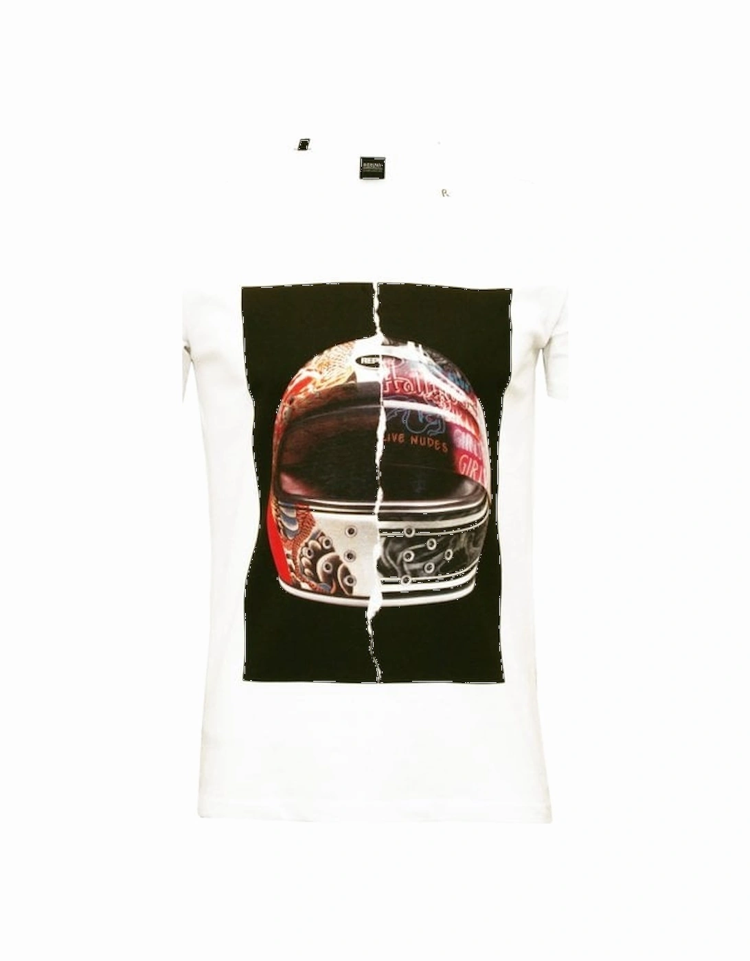 Motorcycle Helmet Print T-Shirt, White, 4 of 3