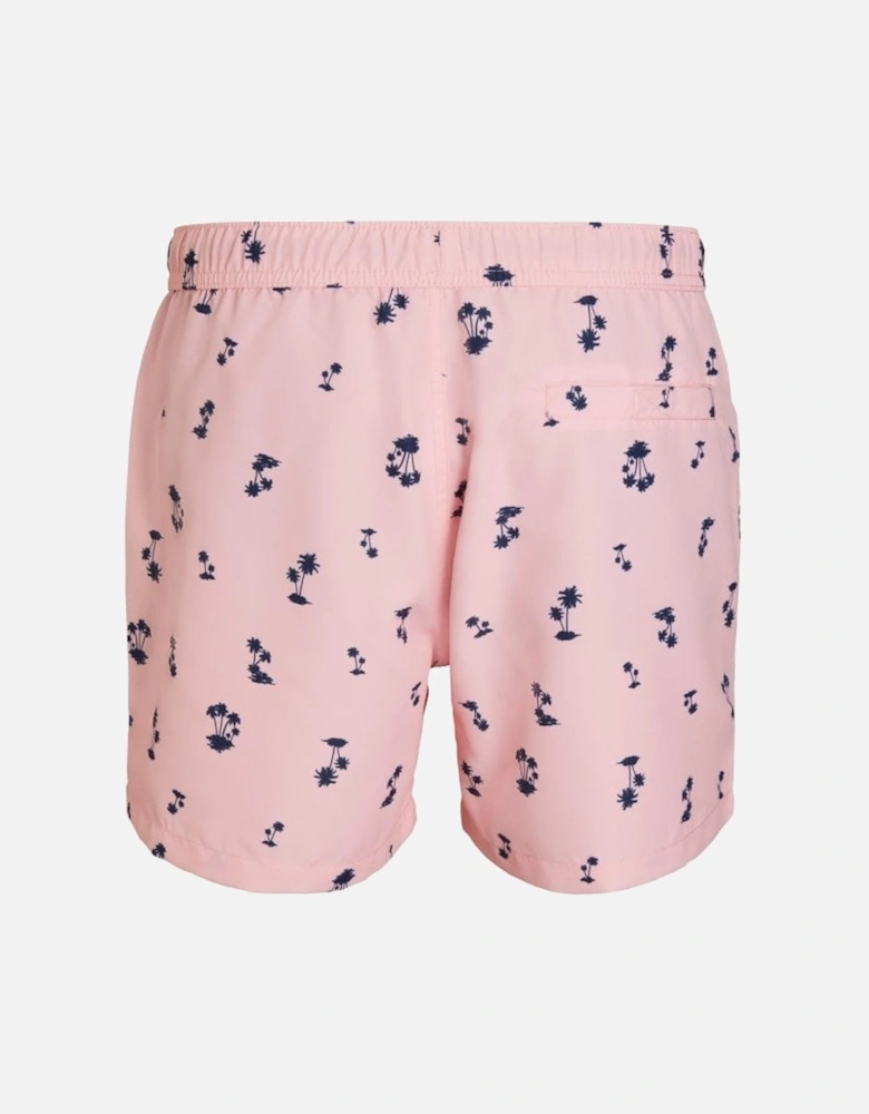 L.A. Mini Palms Print Boys Swim Shorts, Candy Pink