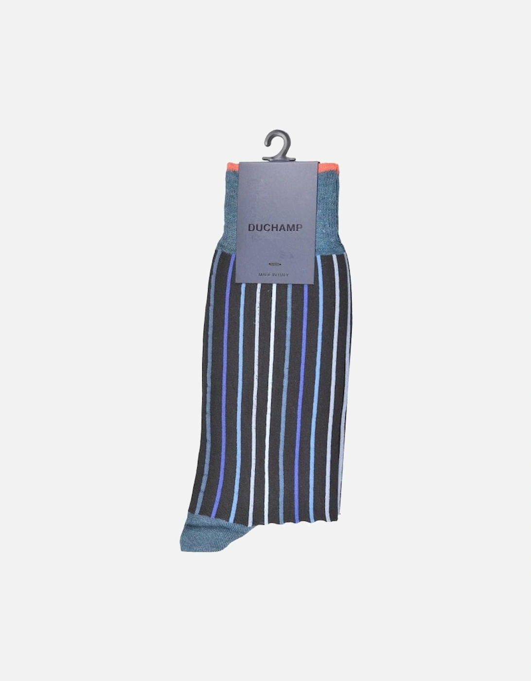 Vertical Stripe Bamboo Socks, Black/Blue