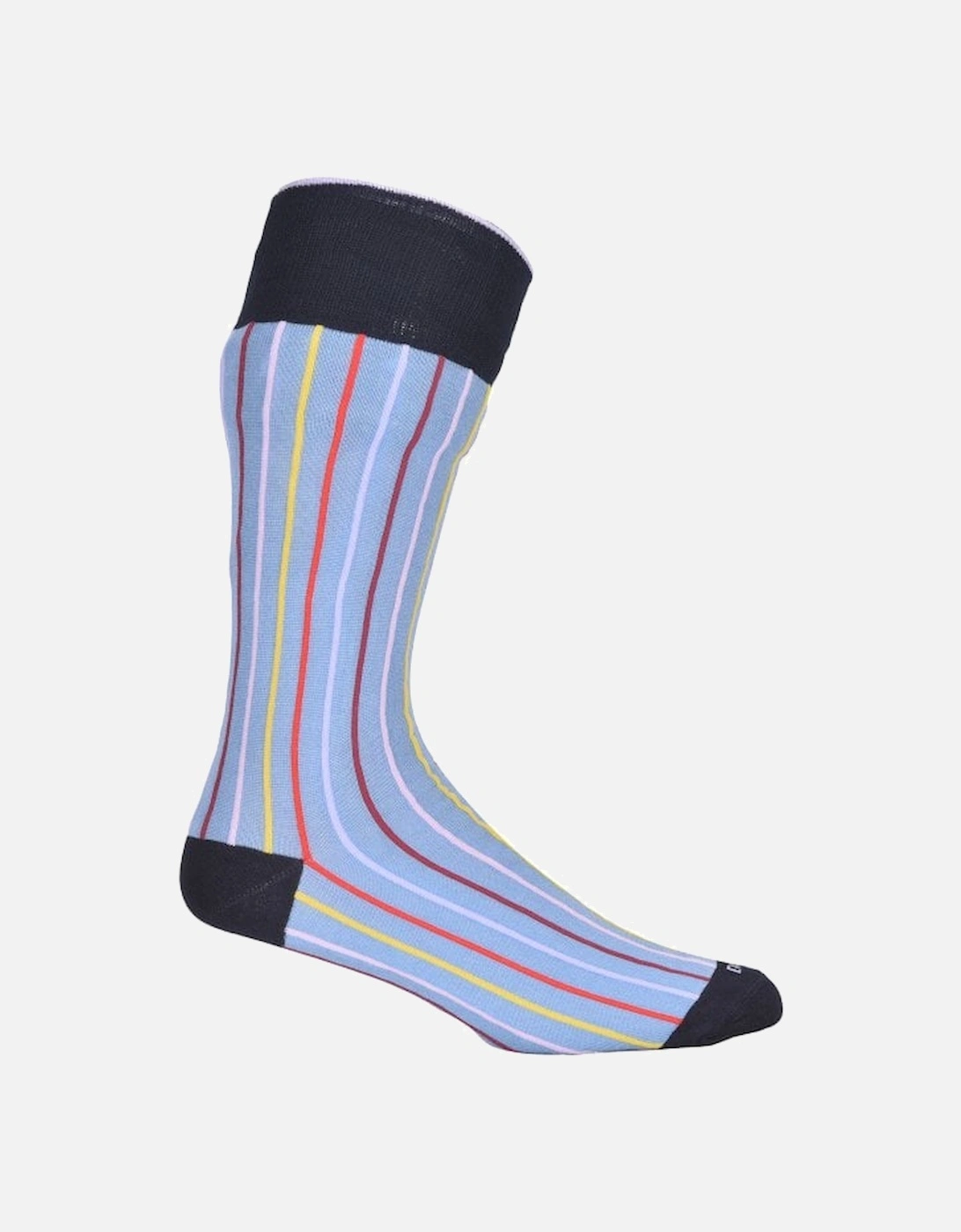 Vertical Stripe Bamboo Socks, Soft Blue