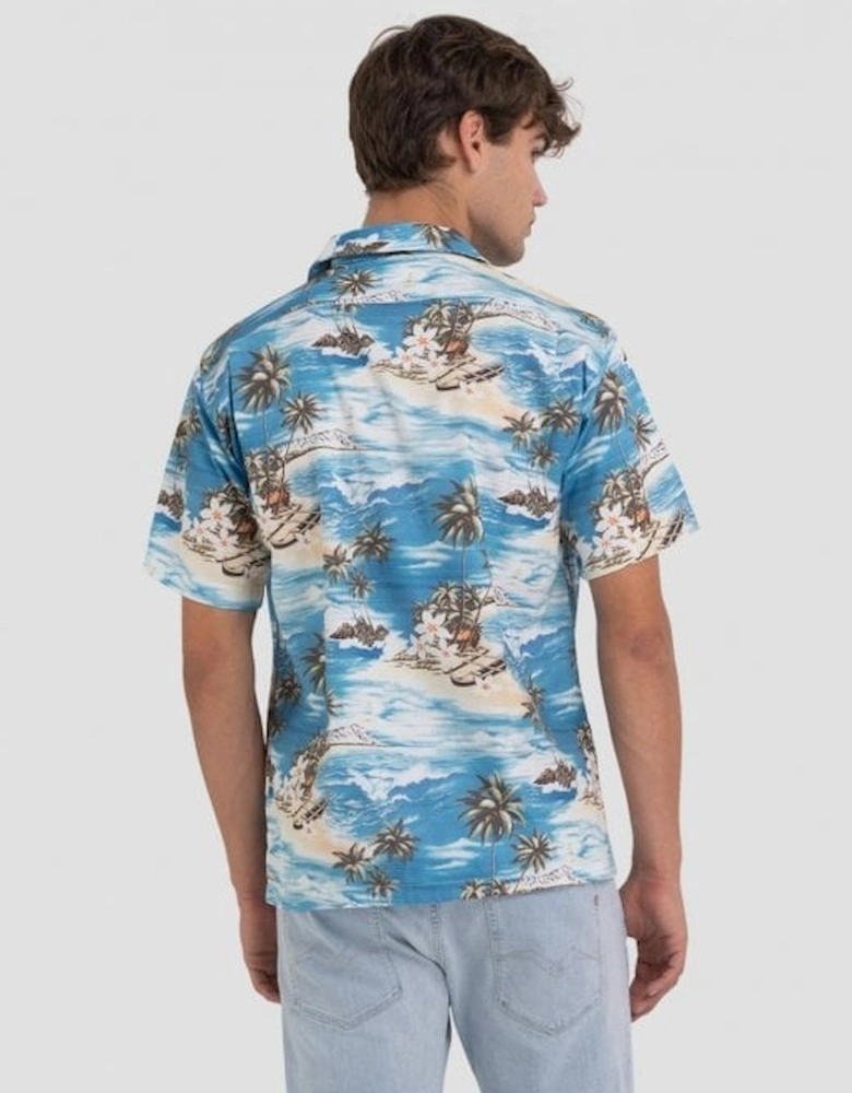 Hawaiian Landscape Shirt, Blue