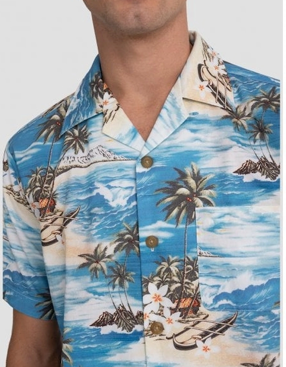 Hawaiian Landscape Shirt, Blue