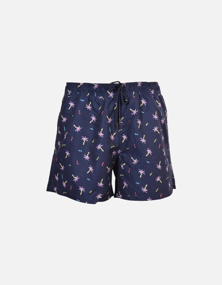 Confetti Palm Swim Shorts, Navy/pink