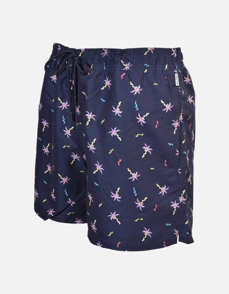 Confetti Palm Swim Shorts, Navy/pink