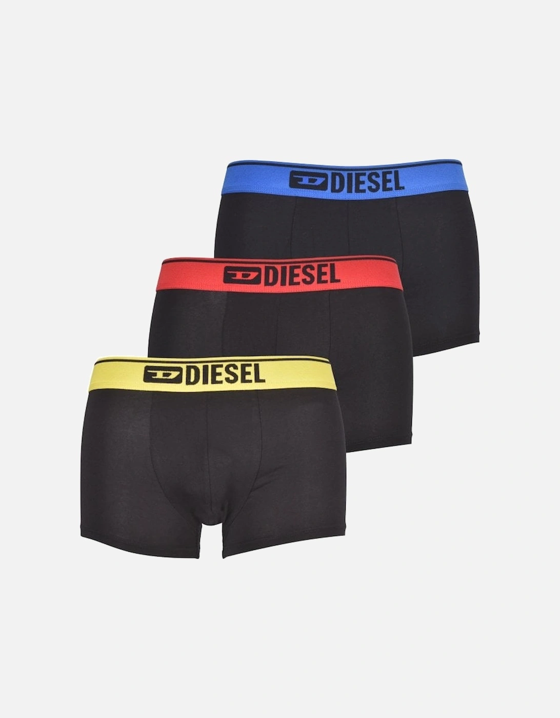 3-Pack Colour Band Boxer Trunks, Black w/ yellow/red/blue, 8 of 7