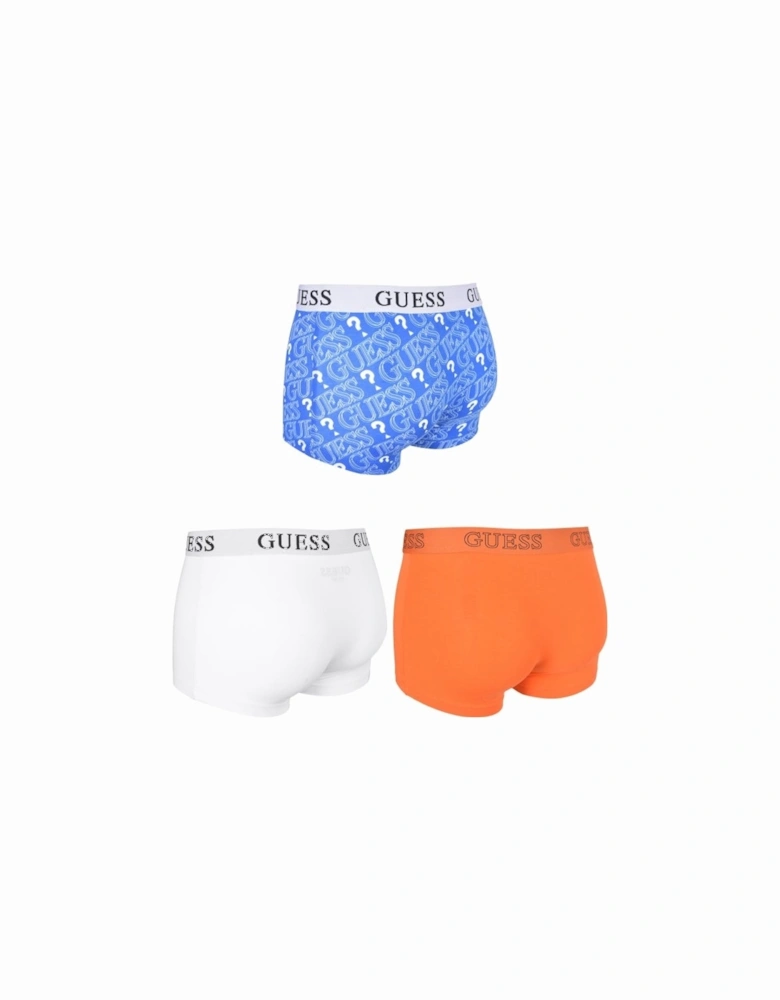 3-Pack Question Marks Boxer Trunks, Blue/White/Orange