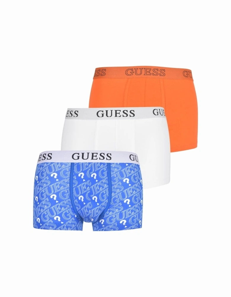 3-Pack Question Marks Boxer Trunks, Blue/White/Orange