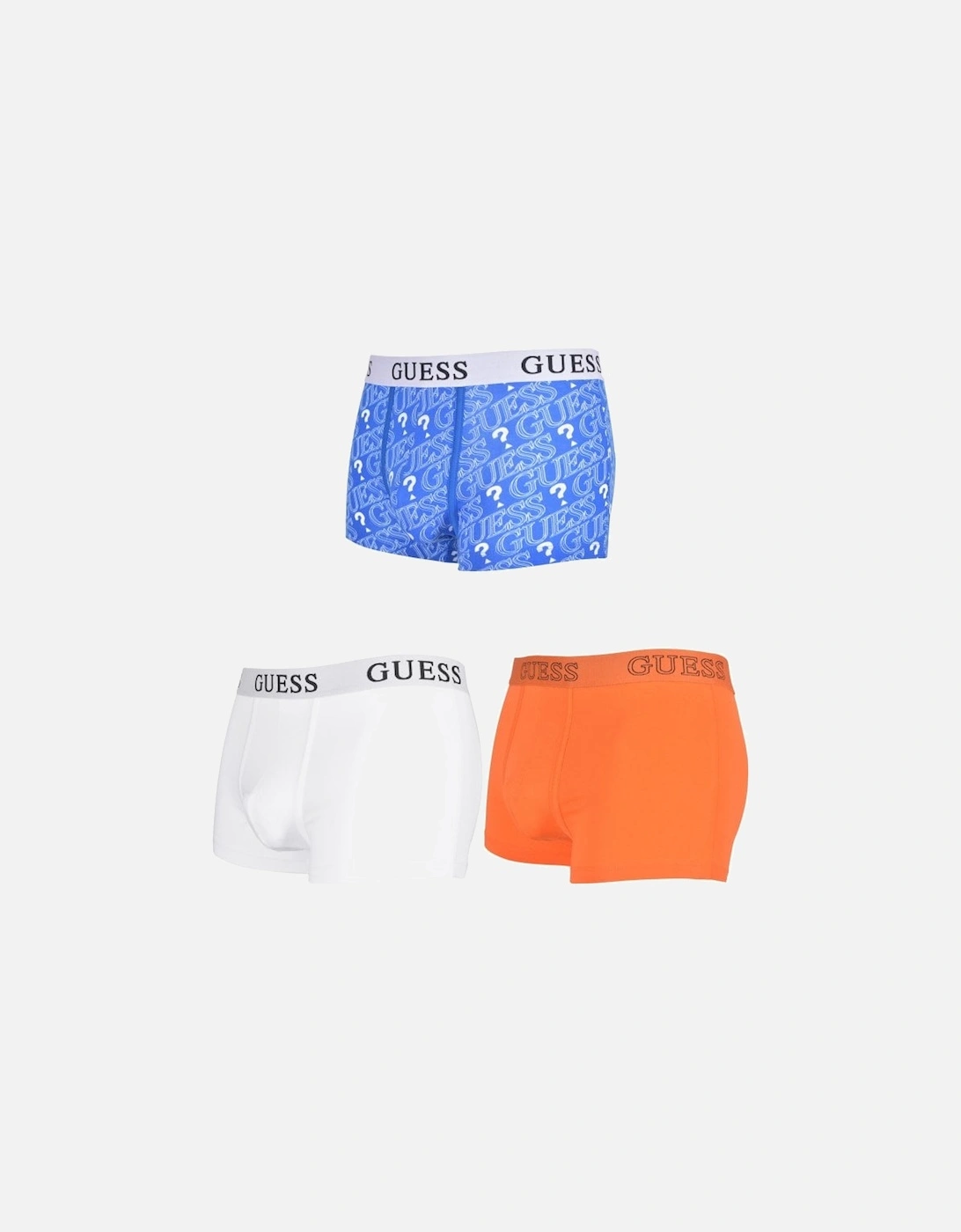 3-Pack Question Marks Boxer Trunks, Blue/White/Orange