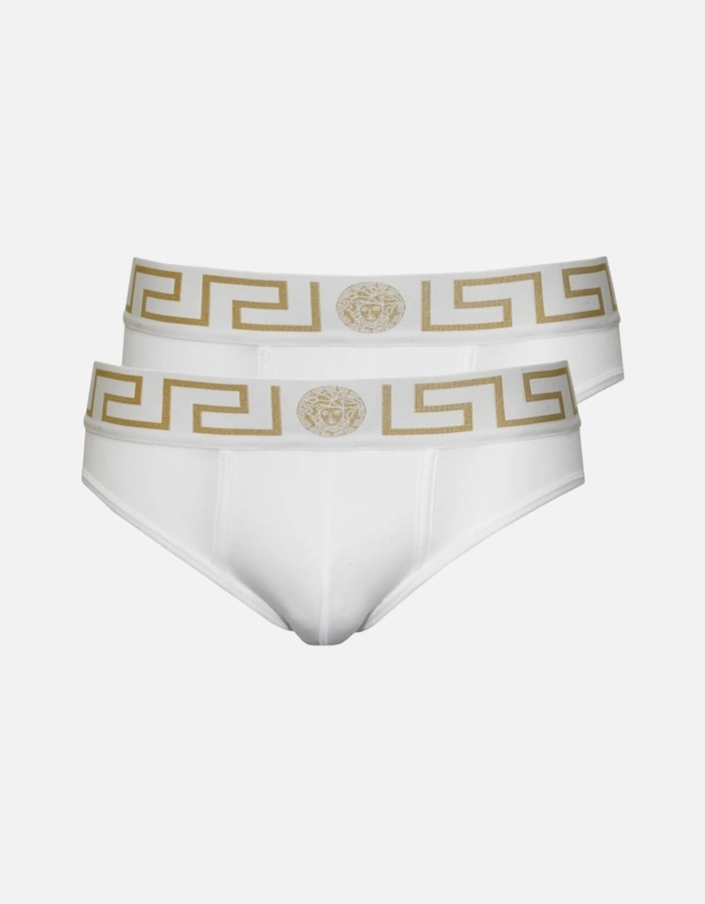 2-Pack Iconic Greca Low-Rise Briefs, White