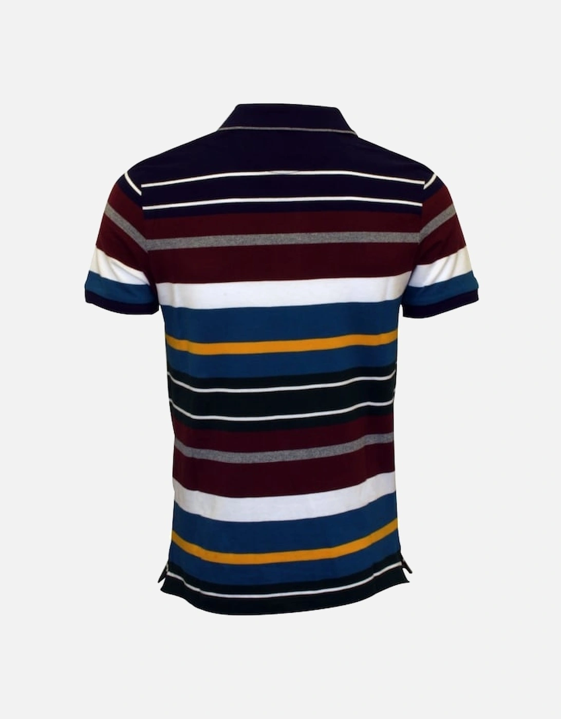 Multi Stripe Pique Rugger Polo Shirt, Burgundy/Blue