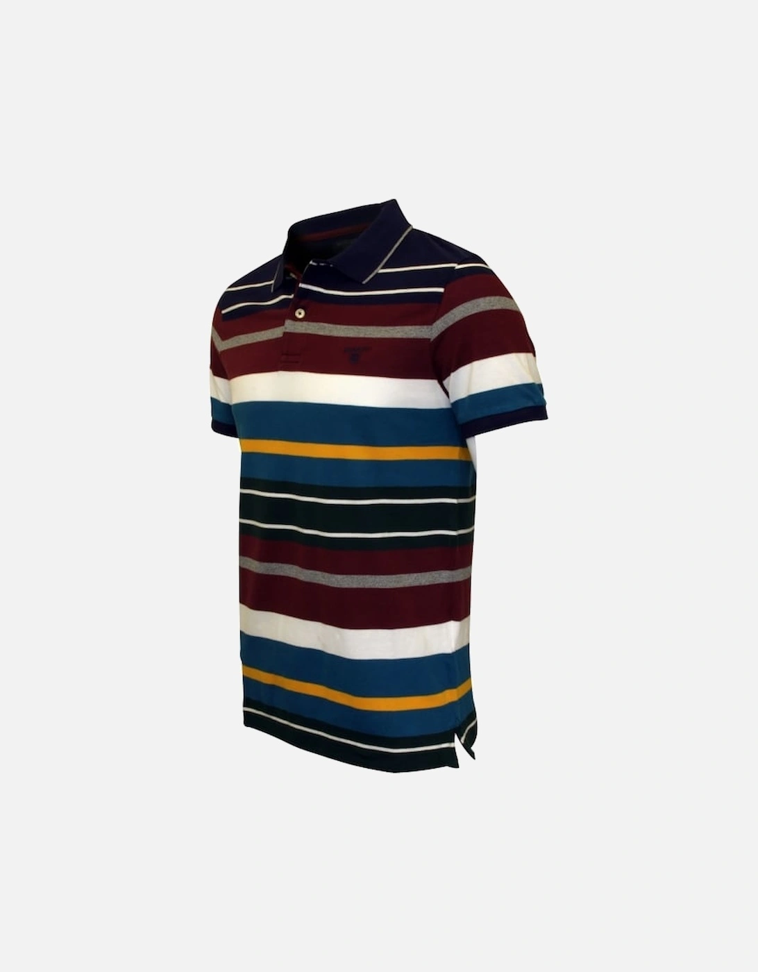 Multi Stripe Pique Rugger Polo Shirt, Burgundy/Blue