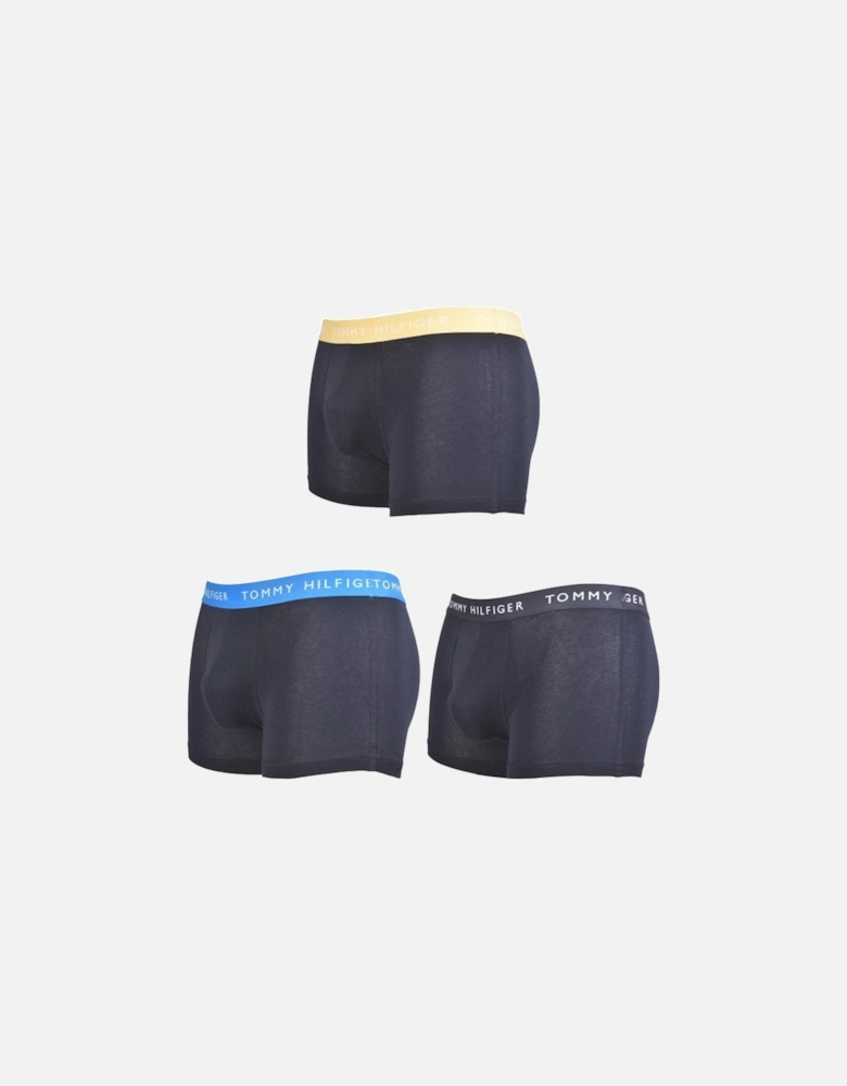 3-Pack Recycled Essentials Boxer Trunks, Navy with blue/yellow