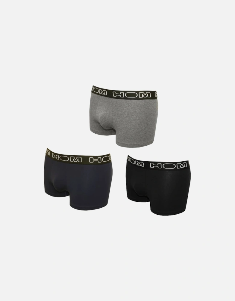 Boxerlines 3-Pack Basic Boxer Trunks, Black/Navy/Grey