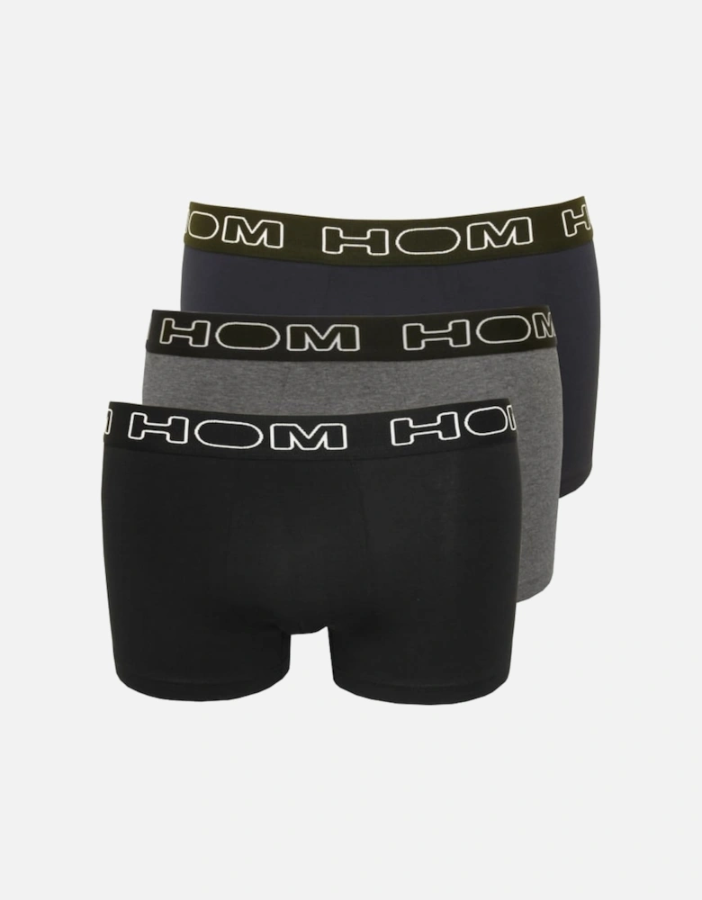 Boxerlines 3-Pack Basic Boxer Trunks, Black/Navy/Grey