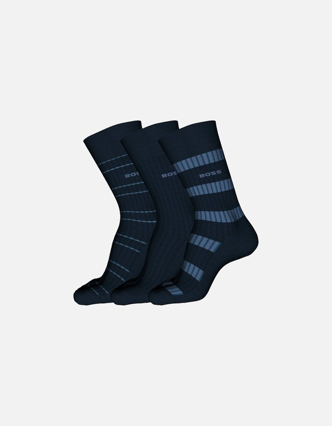 3-Pack Combed Cotton Fine Ribbed Business Socks, Navy/blue, 2 of 1