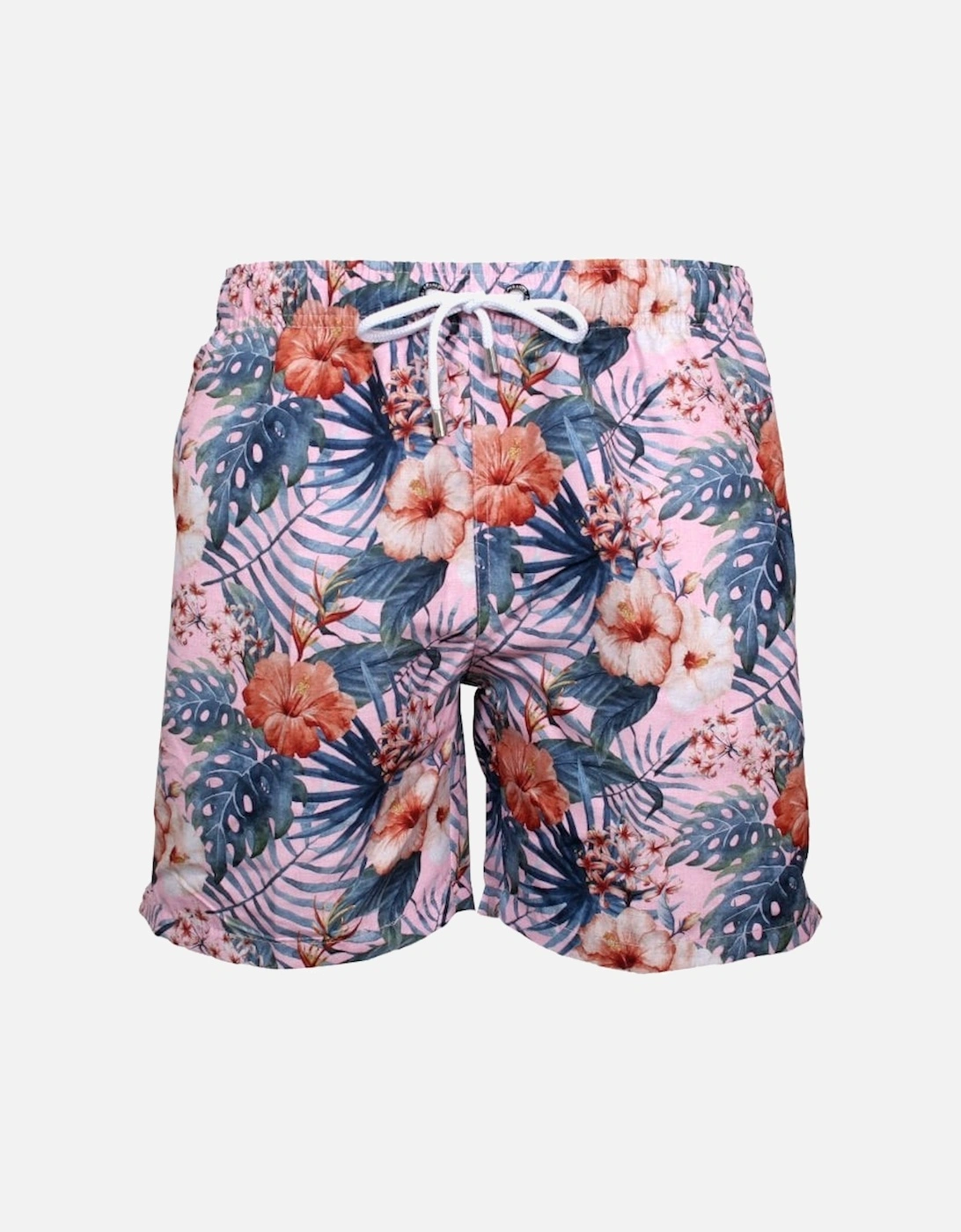 Hawaiian Flowers Print Swim Shorts, Maui Pink, 5 of 4