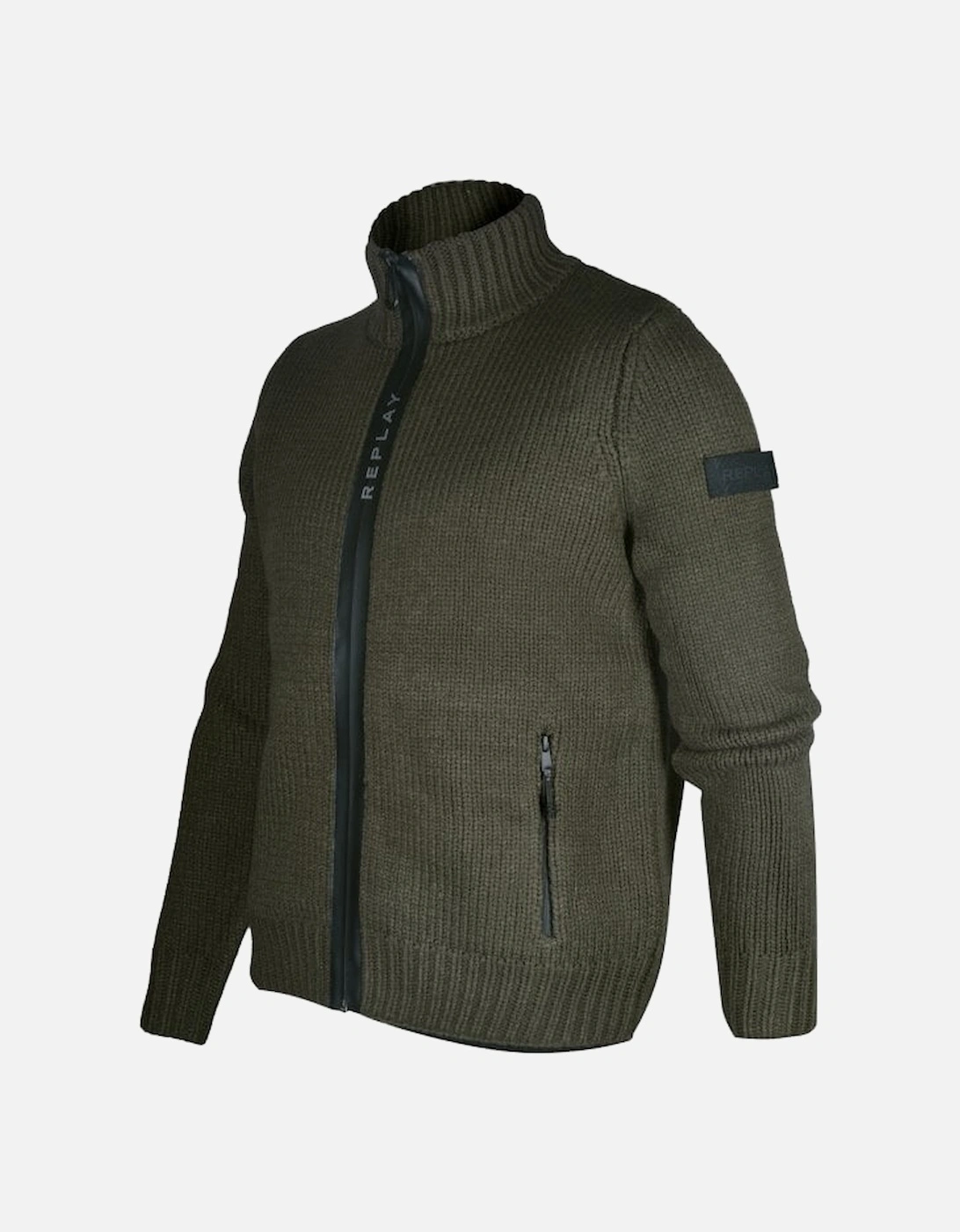 Heavy-Knit, Wool Blend Full-Zip Jumper, Charcoal