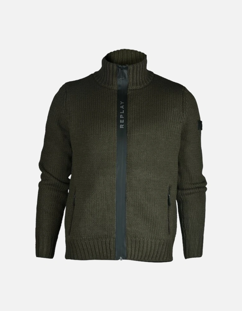 Heavy-Knit, Wool Blend Full-Zip Jumper, Charcoal