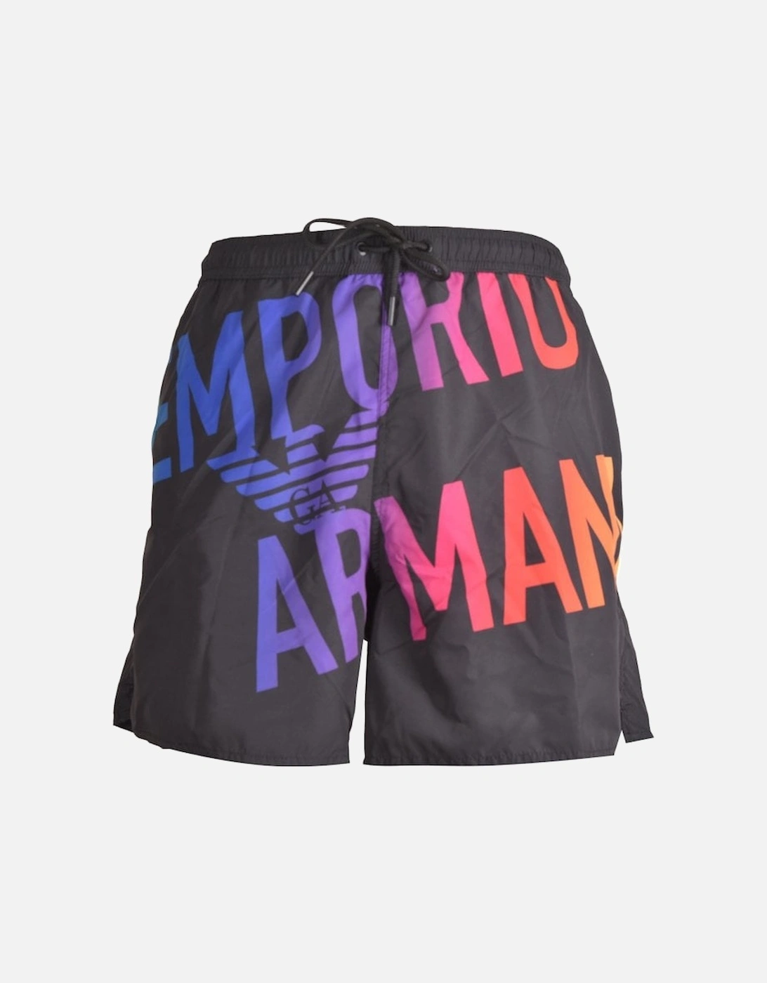 Emporio Armani Men's Black Multicoloured Logo Swim Shorts, - : 32/33/32 Medium