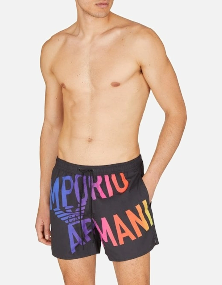 Multicoloured Logo Swim Shorts, Black