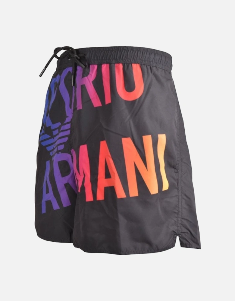 Multicoloured Logo Swim Shorts, Black