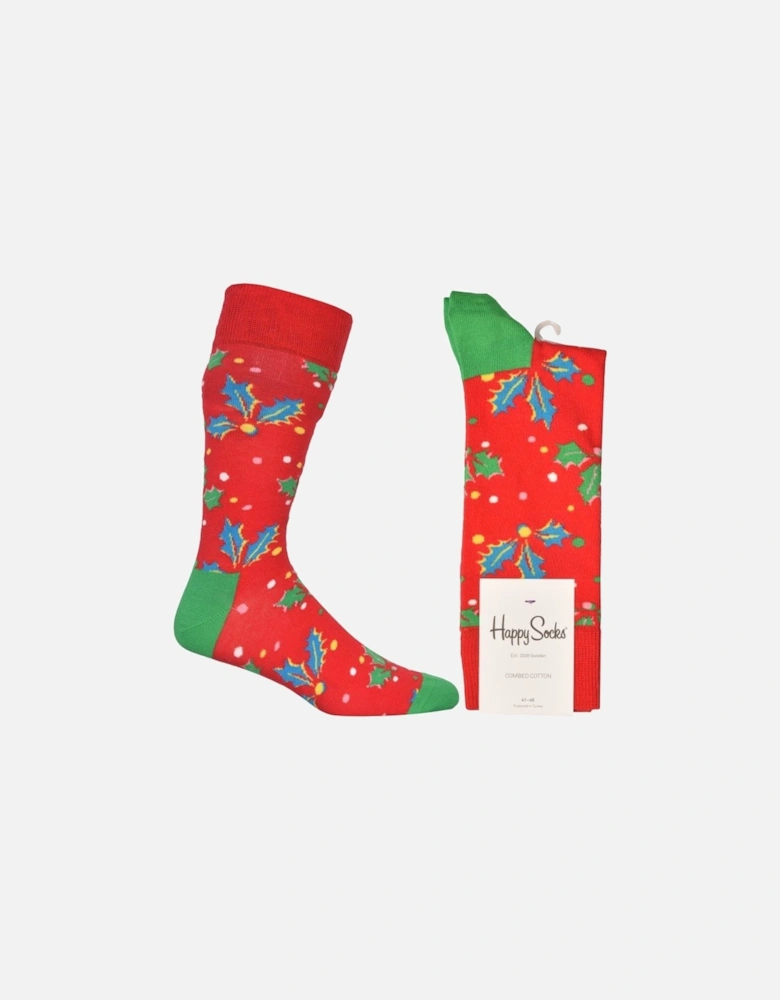 Holly Socks, Red/green