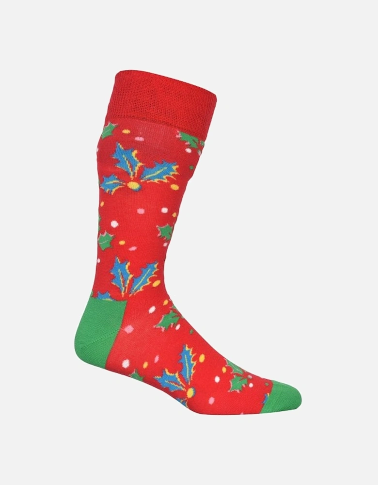 Holly Socks, Red/green